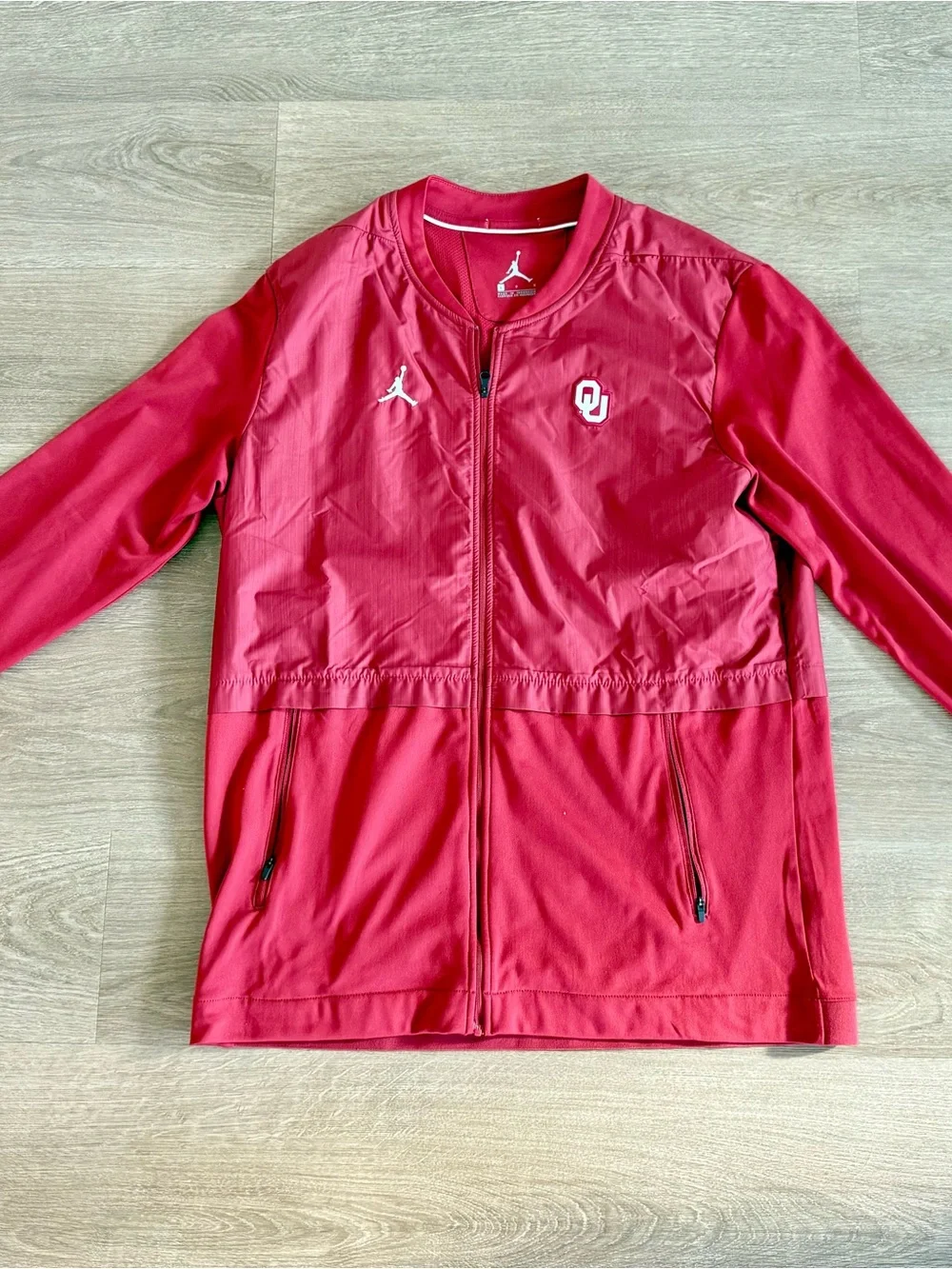 Nike Jordan BrandOklahomaSoonersOU Crimson Full ZipJacketBomberMen Size Large
